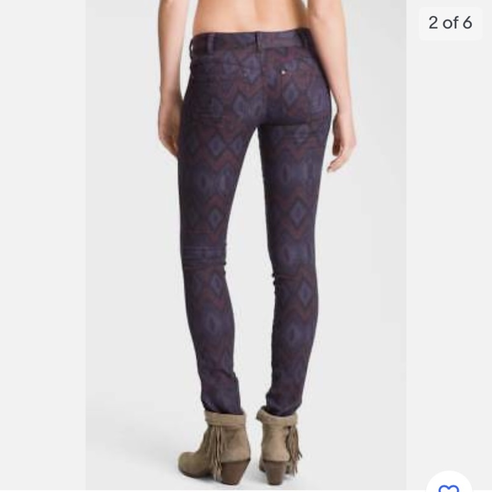 Free People purple Aztec print skinny jeans NEW Without Tag Size 29